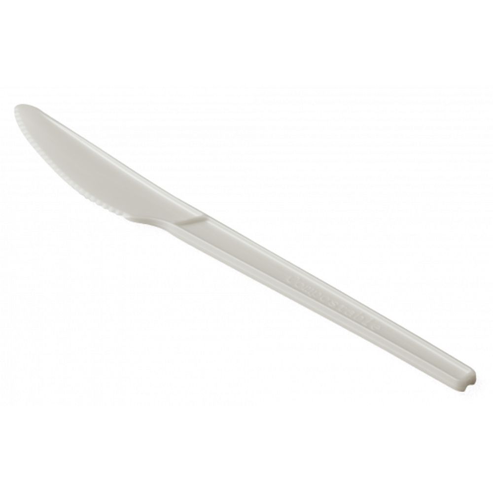 Set 10 Cutite Biodegradabile Albe din PLA, Dimensiune 16.5 cm, Accesorii pentru Bucatarie